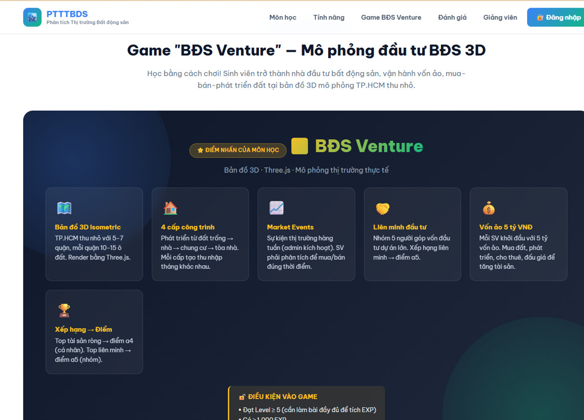 Giới thiệu game mô phỏng đầu tư BĐS Venture