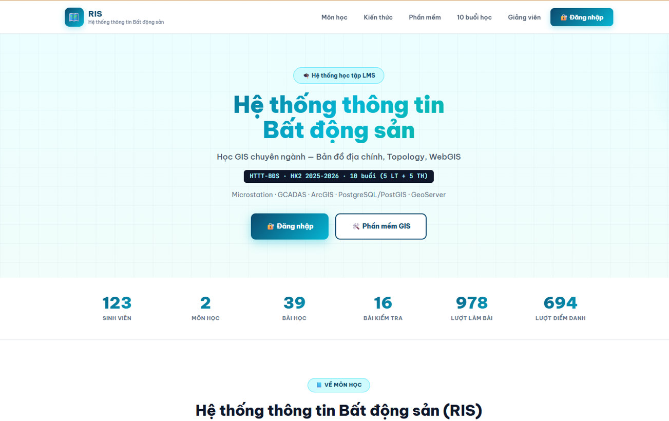 Trang công khai của hệ thống RIS